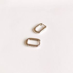 S925 Silver Geometric Oval Small Hoop Earrings